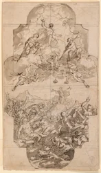 Zeichnung, Entwurf für eine Kirchendecke, 1700–1750
