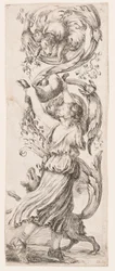 Druck, Ornamenti o Grottesche (Groteskes Ornament), ca. 1653