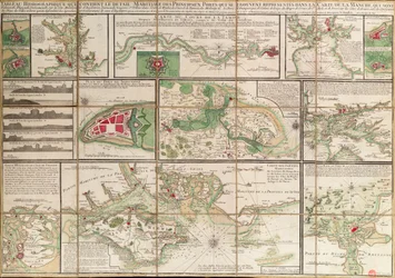 Tabelle mit Details der wichtigsten Seehäfen, die auf der Karte des Ärmelkanals dargestellt sind, um 1780