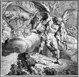 Allegorie des Nordwinds. Gravur 18. Jahrhundert