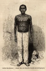 Ein Indianer Mondurucu (oder Mundurucu), Stamm des Staates Para, in der Region des Flusses Tapajos