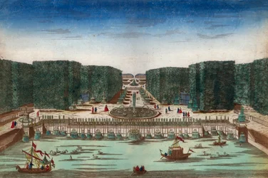 Aquae Lapsus in Hortis Versalicis - Optische Ansicht der Wasserfälle von Versailles im 18. Jahrhundert - Illustration um 1760