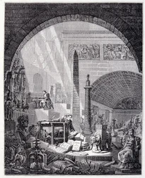 Baron Dominique Vivant-Denon in seinem Büro, umgeben von Kunstgegenständen und Napoleon