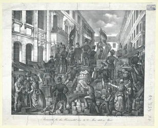 Barrikade an der Universität am 26. Mai 1848 in Wien