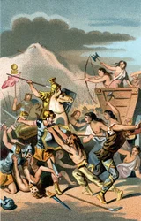 Schlacht von Aix: Invasion der Kimbern und Teutonen von 110 bis 102 v. Chr. Die Teutonen wurden von Caius Marius dem Weisen, römischer Konsul, besiegt.