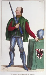 Bertrand du Guesclin (Duguesclin) (ca. 1320-1380). Konstabler von Frankreich. Gravur von 1830