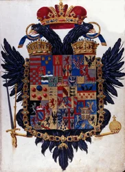 Wappen des Österreichisch-Ungarischen Reiches (Österreich-Ungarn). 19. Jahrhundert
