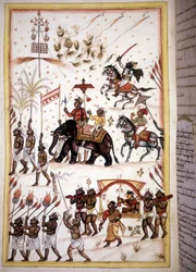 Hochzeitsprozession von Ehepaaren der Oberschicht - Seite aus dem Manuskript „Geschichte von Mogol“ (18. Jahrhundert)