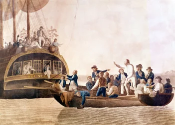 Kapitän William Bligh (1754 - 1817) von der Bounty von seiner Crew verlassen