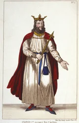 Chlodwig I. (466-511), König der Franken, Dynastie der Merowinger (Gravur 1830)