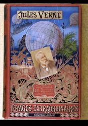 Buchumschlag „Außergewöhnliche Reisen: Fünf Wochen im Ballon und Reise zum Mittelpunkt der Erde“ von Jules Verne, Hrsg. Hetzel