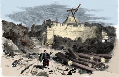 Krimkrieg (1853-1856): Claude Chappes Telegraf nach Malakow - Stich