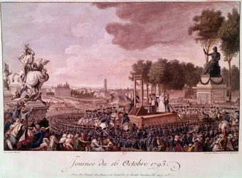 Hinrichtung von Marie Antoinette: Königin Marie Antoinette auf dem Schafott am 16. Oktober