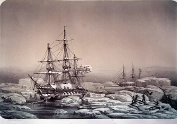 Expeditionen in der Antarktis: das Schiff „Astrolabe“ (neuer Name der „Shell“) von Jules Dumont d