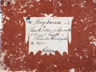 Erste Seite der Partitur der Symphonie Nr. 66 in B-Dur von J. Haydn