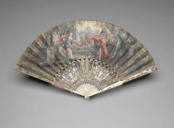 Faltfächer mit Jephta, der seine Tochter trifft, ca. 1740er-50er