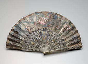 Faltfächer mit "Rinaldo und Armida," nach François Boucher, ca. 1734-50