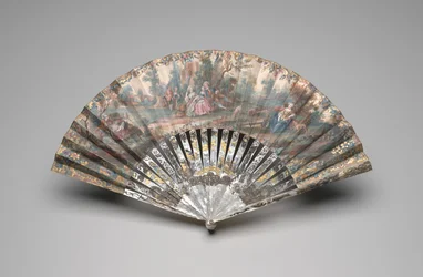 Faltfächer mit einer pastoralen Szene, ca. 1740-60