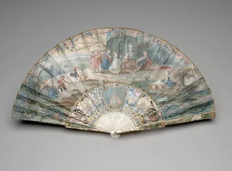 Faltfächer mit einer pastoralen Szene, ca. 1740er-50er