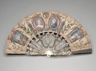 Faltfächer mit Porträtmedaillons von Marie Antoinette und Louis XVI, nach 1786