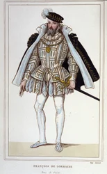 François de Lorraine (1519-1563). Herzog von Aumale, dann 2. Herzog von Guise. Französischer Generalleutnant. Gravur von 1830.