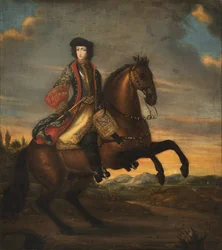 Porträt von Friedrich IV. (1671-1702), Herzog von Holstein-Gottorp zu Pferd, Anonym