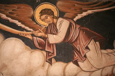 Fresko in der Kirche des Koutloumousiou-Klosters, Berg Athos, Griechenland