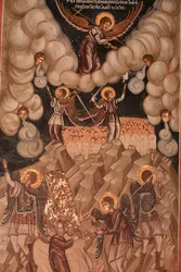 Fresko in der Kirche des Koutloumousiou-Klosters, Berg Athos, Griechenland, 2006