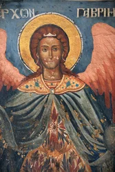 Fresko in der Kirche des Koutloumousiou-Klosters, Berg Athos, Griechenland, 2006