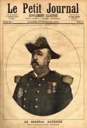General Felix Gustave (Felix-Gustave) Saussier (1828-1905), wurde Armeekommandant und Mitglied des Obersten Kriegsrates von 1882 bis 1902. Gravur in „Le petit journal illustré“ 14/02/1891. Selva-Sammlung.