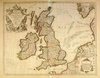 Geografische Karte von England und Irland. Atlas von G. Delysle