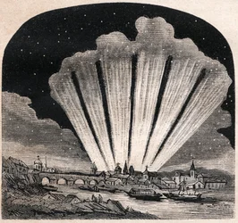 Großer Komet von 1744 (C/1743 X1) - Großer Komet mit sechs Schweifen von 1744 - Komet von Cheseaux oder Komet Klinkenberg-Cheseaux - Gravur um 1867