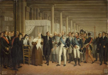 Guillaume Dupuytren (1777-1835), im Hôtel-Dieu, präsentiert Charles X eine Augenoperation, ca. 1825