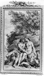 Illustration von „De rerum natura“ von Titus Lucretius Carus (Lucrece) römischer Philosoph und Dichter. Gravur 18. Jahrhundert.