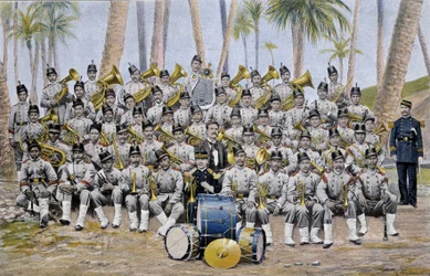 Infanterieband in der Republik Ecuador Ende des 19. Jahrhunderts