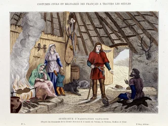 Innenraum eines gallischen Hauses - in „Frankreich und die Franzosen durch die Jahrhunderte“