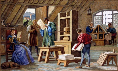 Johannes Gensfleisch Gutenberg (1400-1468), Erfinder der Druckerpresse (1438). 19. Jahrhundert.