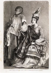 Dame und Schwarze Frau aus Saint-Louis bei der Toilette - in „Le Tour du Monde“