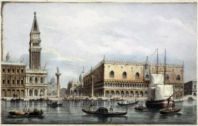 Die Mole vom Kanal aus gesehen - in „Album der Hauptansichten von Venedig“, ill. von Marco Moro, hrsg. von Gio Brizeghel, um 1840