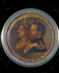 Deckel einer Schnupftabakdose mit Porträts von Napoleon I. und Josephine. Mailand, Museum des Risorgimento