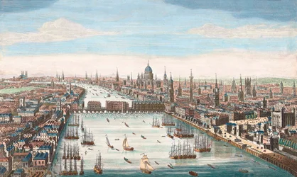 London im 18. Jahrhundert, Blick die Themse hinauf zur London Bridge und zur St Paul’s Cathedral