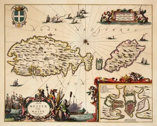 Karte von Malta und Gozo, ca. 1650