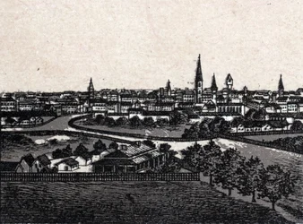 Melbourne, Australien; Gesamtansicht. Aus „Die Welt illustriert 168 Ansichten“ (spätes 19. Jahrhundert)