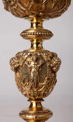 Metallschmiedearbeit. Kelch. Geschenk von Kanonikus A. Le Vaillant de la Bassarderie, Dekan des Domkapitels 1726 bis 1758. 18. Jahrhundert. Detail