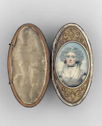 Patchbox mit Porträt einer Frau, um 1780