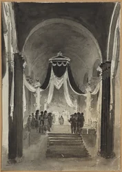 Dekoration der Peter-und-Paul-Kathedrale zur Beerdigungszeremonie für Peter III. und Katharina II.