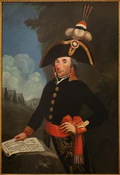 Porträt von Andre Massena (1758-1817, Herzog von Rivoli und Prinz von Essling, Marschall des Empire), in Uniform eines Divisionsgenerals. Anonymes Gemälde, 1796, Porträt