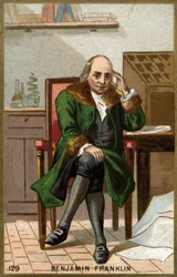 Porträt von Benjamin Franklin (1706 - 1790), amerikanischer Politiker, Memorialist, Pamphletist und Physiker.
