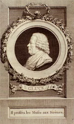 Porträt von Christoph Gluck (1714-1787) deutscher Komponist Stich. 18. Jahrhundert. Bologna, civico museo musico