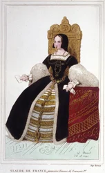 Porträt von Claude de France (1499 - 1524), Ehefrau von Franz I., König von Frankreich. Gravur von 1830